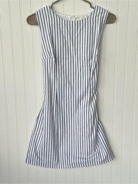 White and Black Striped Tie-Back Dress